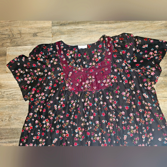 Only Necessities house dress black floral print 4X pockets mumu cotton - Picture 2 of 5